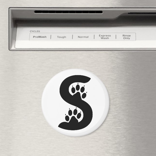 Bärenpfotenabdrücke Buchstabe S Monogramm Magnet (In Situ (Geschirrspüler))