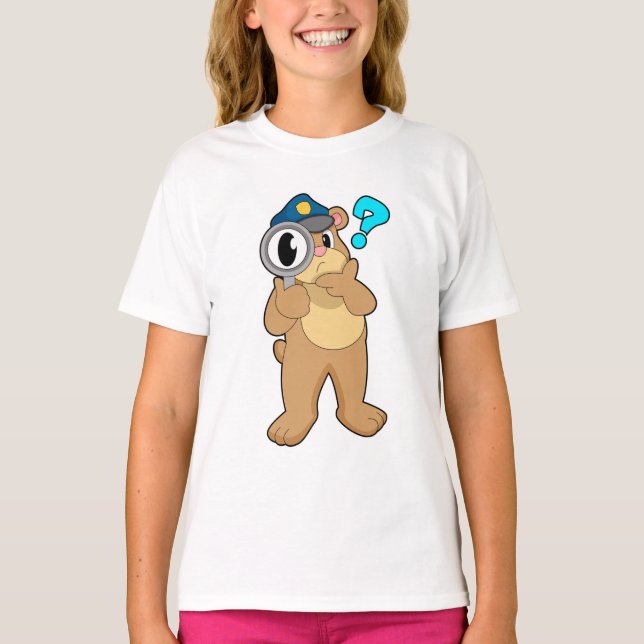 Bärenpolizist Magnifying Glas T-Shirt (Vorderseite)