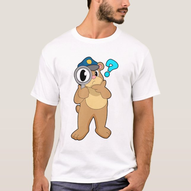 Bärenpolizist Magnifying Glas T-Shirt (Vorderseite)