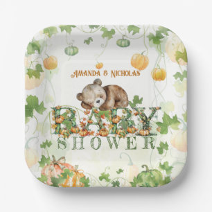 Bärenpumpen Whimsical Fall Baby Dusche Pappteller