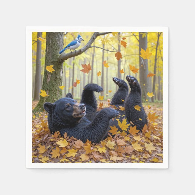 Bärenrollen im Herbst Serviette (Vorderseite)