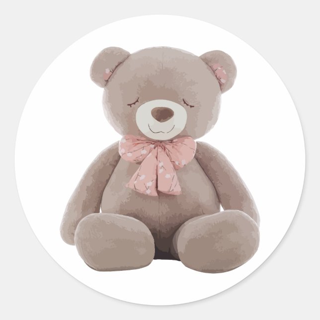 Bärenrosa Runder Aufkleber (Vorderseite)