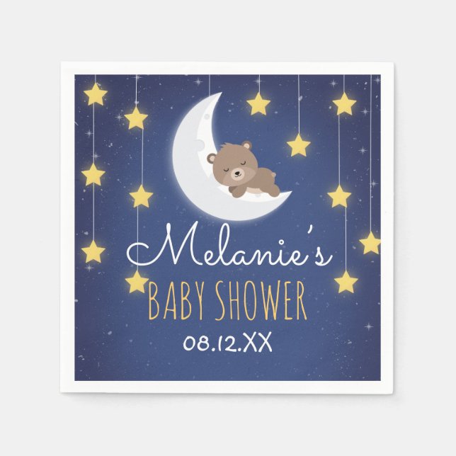 Bärenschläfer Liebe Sie die Mond-Back-Baby-Dusche Serviette (Vorderseite)