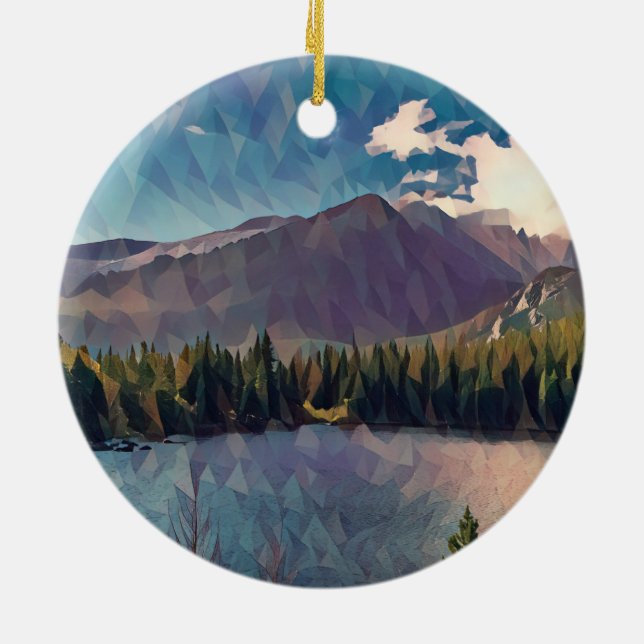 Bärensee im Rocky Mountain Nationalpark Keramik Ornament (Hinten)
