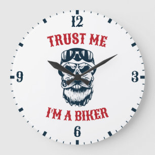 Bärenskull Motorrad Vertrau mir, ich bin Fahrr Große Wanduhr
