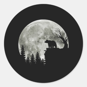 Bärenständer auf gebirgshängigem Halloween-Mond Runder Aufkleber