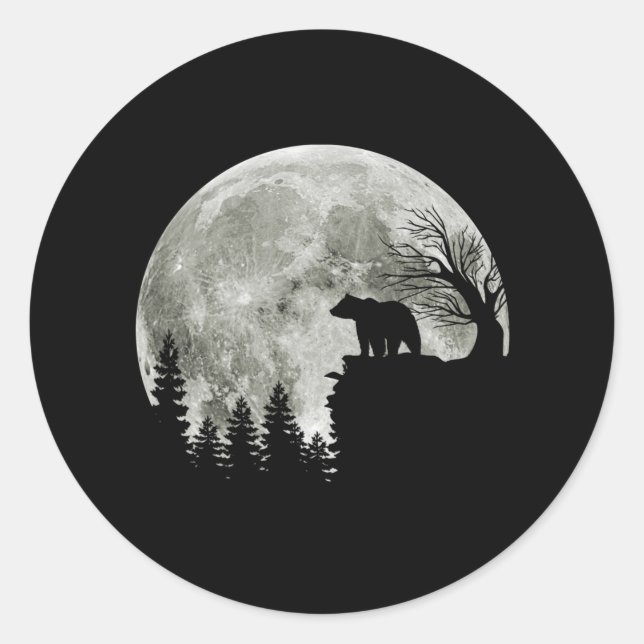 Bärenständer auf gebirgshängigem Halloween-Mond Runder Aufkleber (Vorderseite)