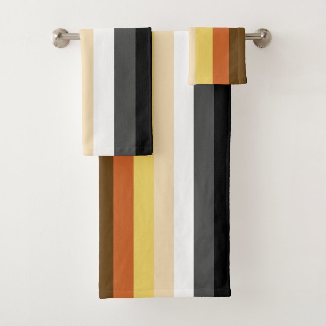 Bärenstolz, neutrale Streifen, LGBTQ-Stolz Badhandtuch Set (Insitu)