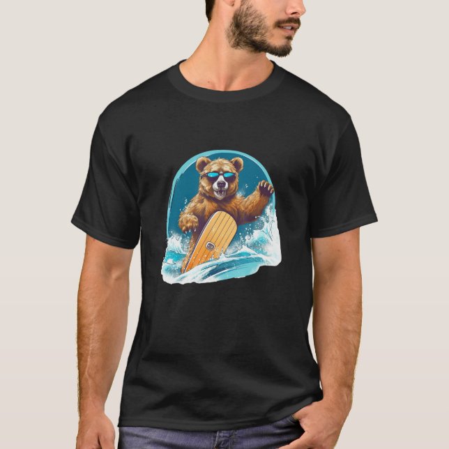 Bärensurfen beim Wellenreiten T-Shirt (Vorderseite)
