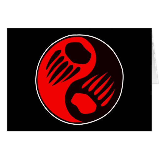 Bärentatze Yin Yang Schwarzes (Vorderseite (Horizontal))