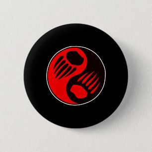 Bärentatze Yin Yang Schwarzes Button