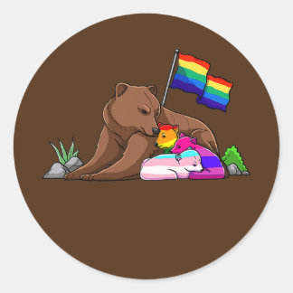Bärenübersetzung ohne Mama für LGBT Gay Transgende Runder Aufkleber