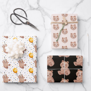 Bärenverpackungspapierblätter - Teddy Geschenkpapier Set