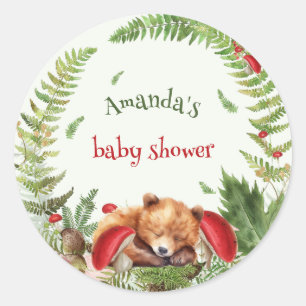 Bärenwald Botanische Natur Baby Shower Runder Aufkleber