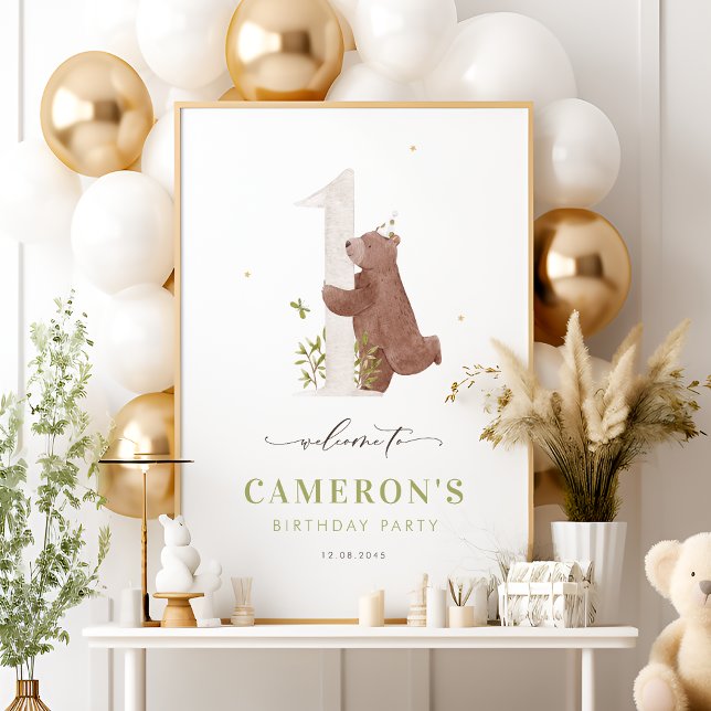 Bärenwald Erster Geburtstag Willkommen Poster (Von Creator hochgeladen)