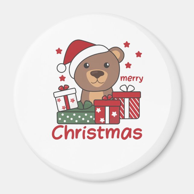 Bärenweihnachtsgeschenk Wintertierbären Magnet (Vorne)