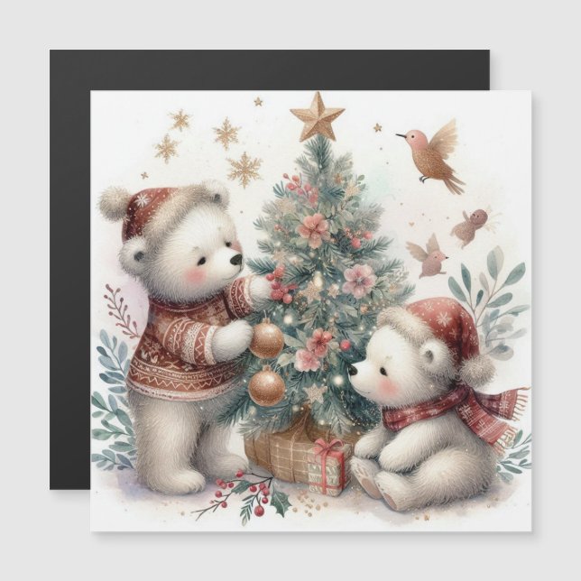 Bärenweihnachtszeit 1 magnetkarte (Vorne/Hinten)