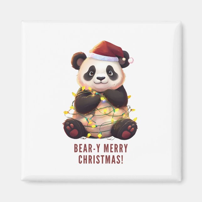Bäreny Frohe Weihnachten! Playful Panda Magnet (Vorne)