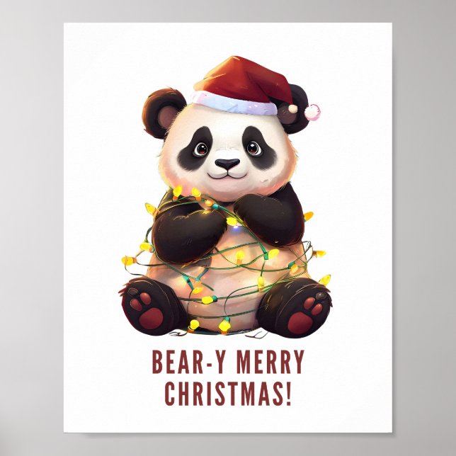 Bäreny Frohe Weihnachten! Playful Panda Poster (Vorne)
