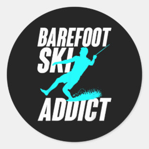 Barfuß-Ski-Süchtiger humorvoller Barfuß-Wasserspor Runder Aufkleber