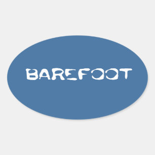 Barfüßigmarkenwasserhintergrund "barfuß" kranke ovaler aufkleber