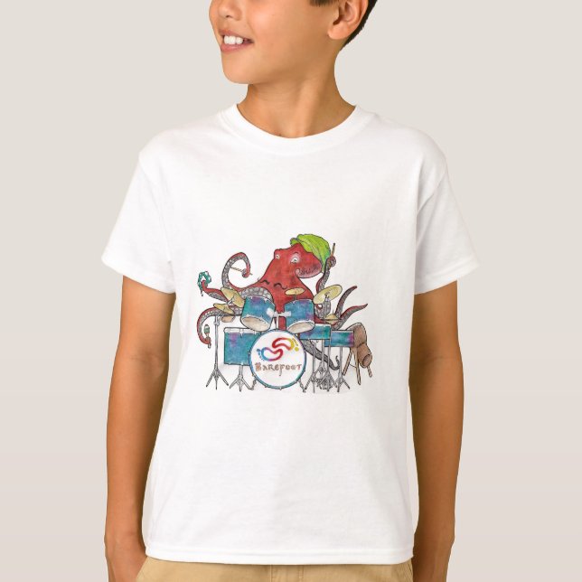 Barfüßignut-Kraken-Schlagzeuger T-Shirt (Vorderseite)