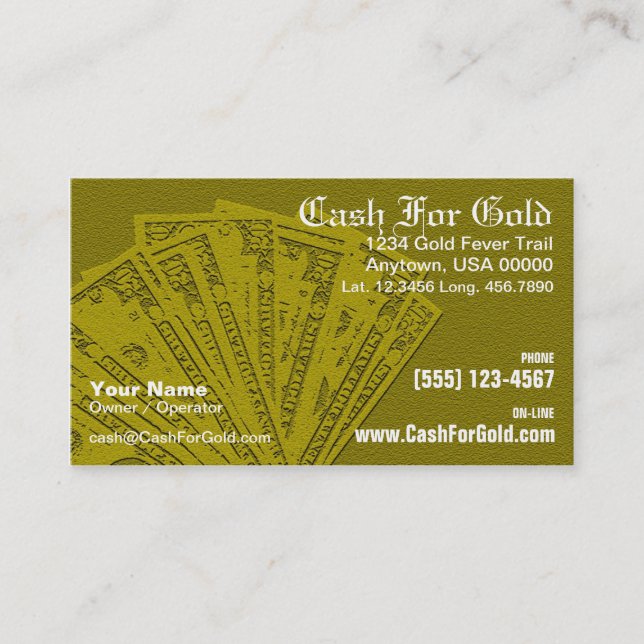 Bargeld für GoldVisitenkarte Visitenkarte (Vorderseite)
