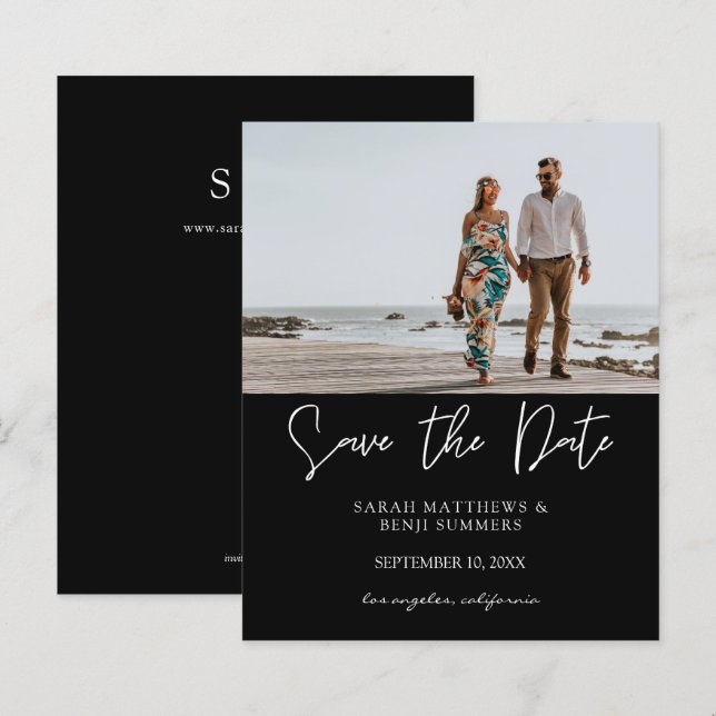 Bargin Foto und Typografie Save the Date Black H (Vorne/Hinten)