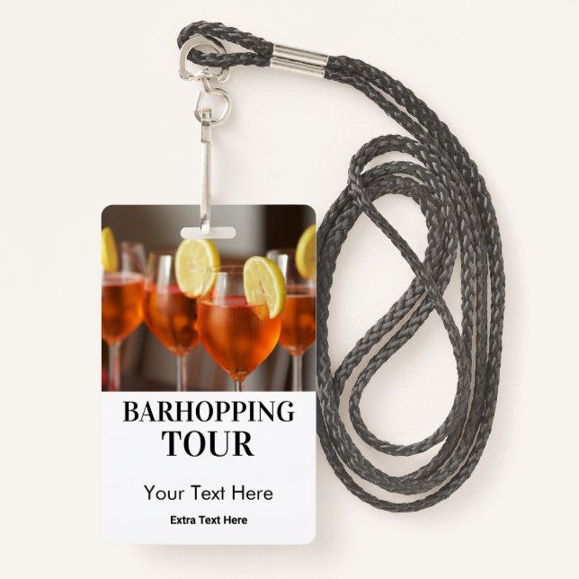 Barhopping City Bars Tour Foto & Logo Ausweis (Vorderseite mit Schlüsselband)