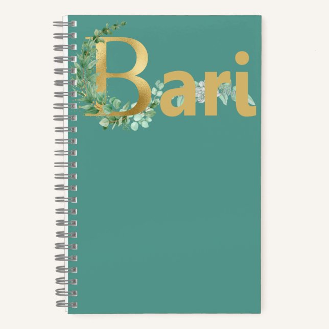 BARI IN GOLD MIT FLORALEN WEINEN FÜR BARBERSHOPPER NOTIZBUCH (Vorderseite)