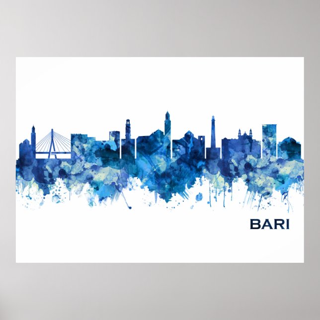 Bari Italy Skyline Blue Poster (Vorne)