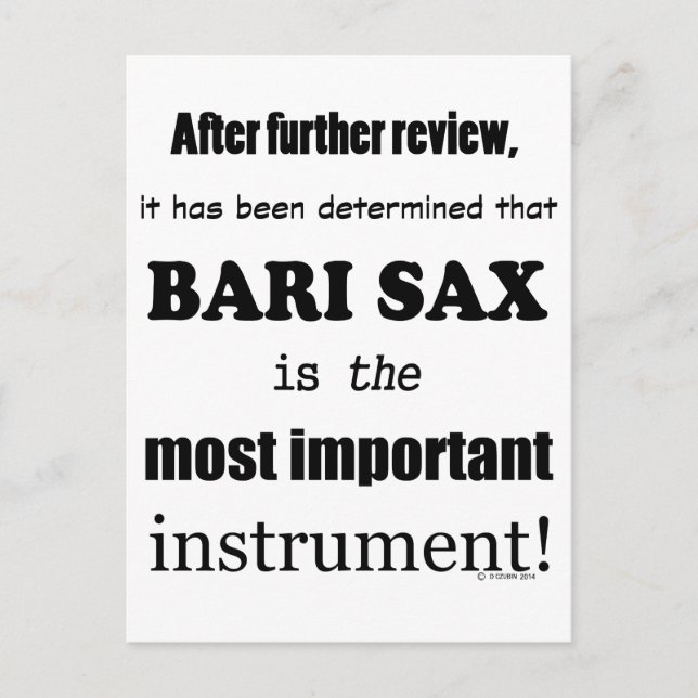 Bari Sax wichtigstes Instrument Postkarte (Vorderseite)