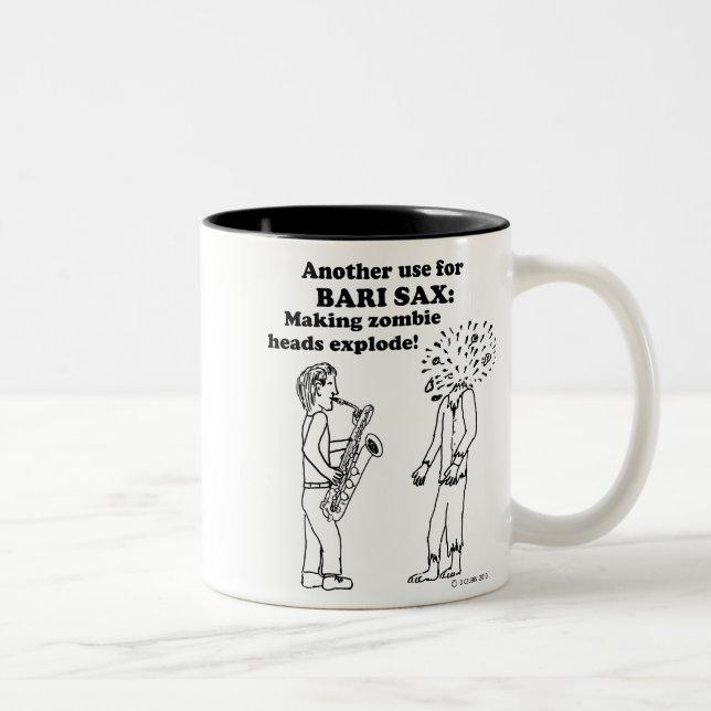 Bari Sax Zombie Explode Zweifarbige Tasse (Rechts)