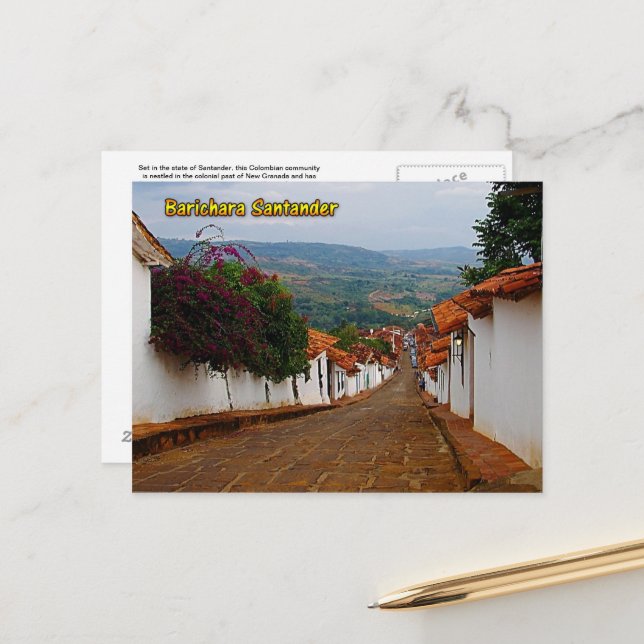 Barichara Santander Colombia Post Card Feiertagspostkarte (Vorderseite/Rückseite Beispiel)