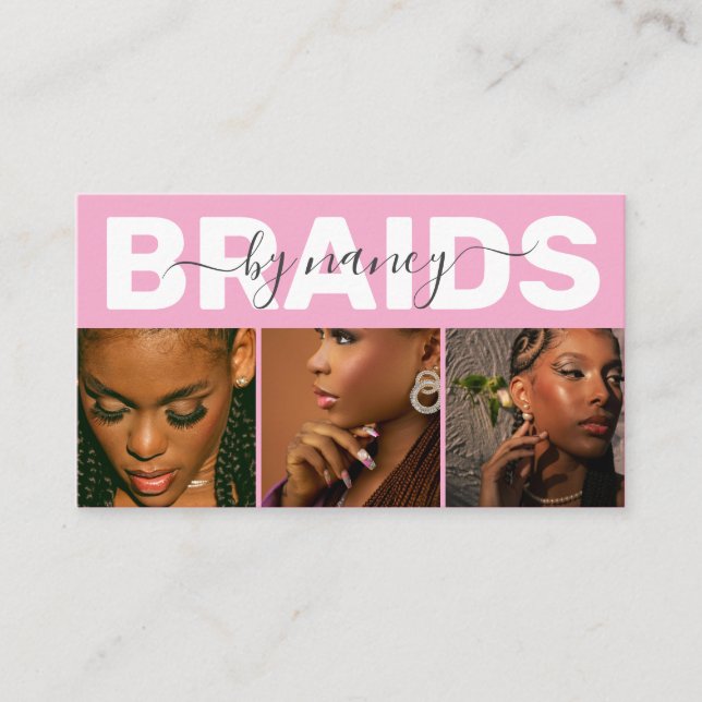 Barids Typografie Foto Qr Code Logo Rosa Visitenkarte (Vorderseite)