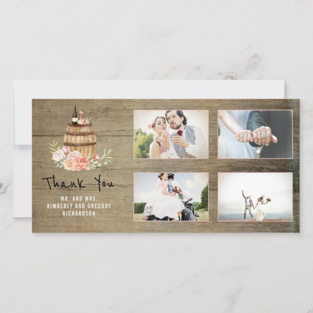 Baril à vin rose Floral Mariage de Merci rustique (Devant)