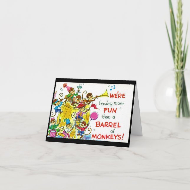 Baril de singes carte de note amusante (Devant)