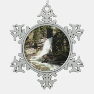Baring Falls im Glacier-Nationalpark Schneeflocken Zinn-Ornament