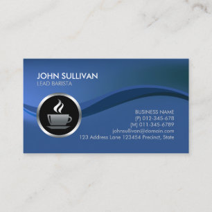 Barista Cafe Chrome Coffee Cup Icon Carte de visit