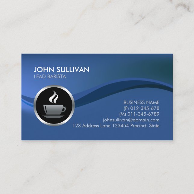 Barista Cafe Chrome Coffee Cup Icon Carte de visit (Devant)