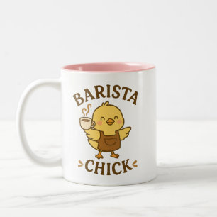 Barista Chick - Niedliches Geschenk für den Kaffee Zweifarbige Tasse