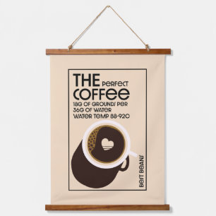 Barista Coffeeshop Wandteppich Mit Holzrahmen