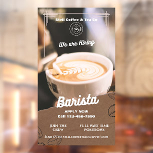 Barista-Einstellung Braun Weiß Minimalistisch Anpa Fensteraufkleber