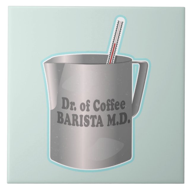 Barista Kaffee macht lustigen Arzt Fliese (Vorderseite)