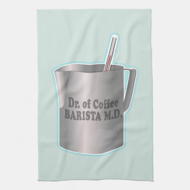 Barista Kaffee macht lustigen Arzt Geschirrtuch (Vertikal)