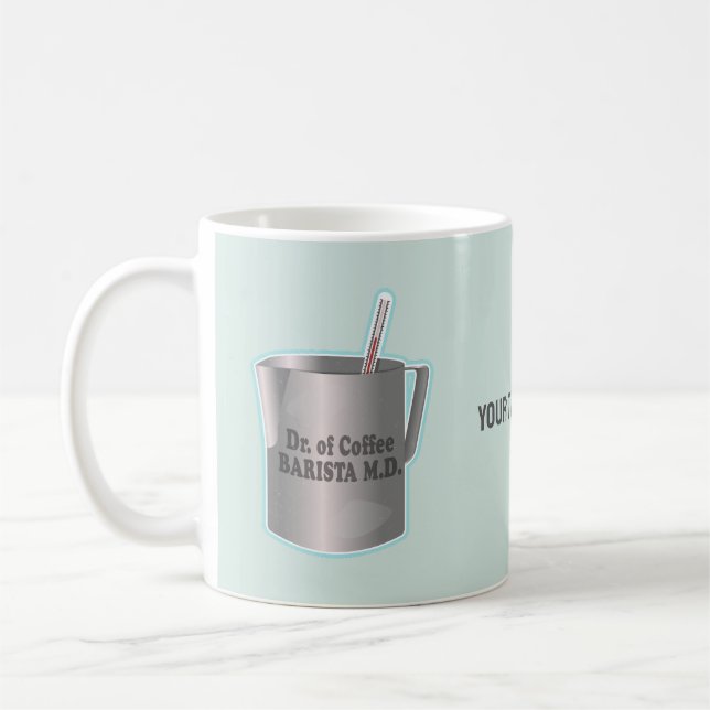 Barista Kaffee macht lustigen Arzt Kaffeetasse (Links)