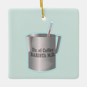 Barista Kaffee macht lustigen Arzt Keramikornament