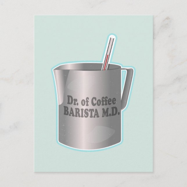 Barista Kaffee macht lustigen Arzt Postkarte (Vorderseite)