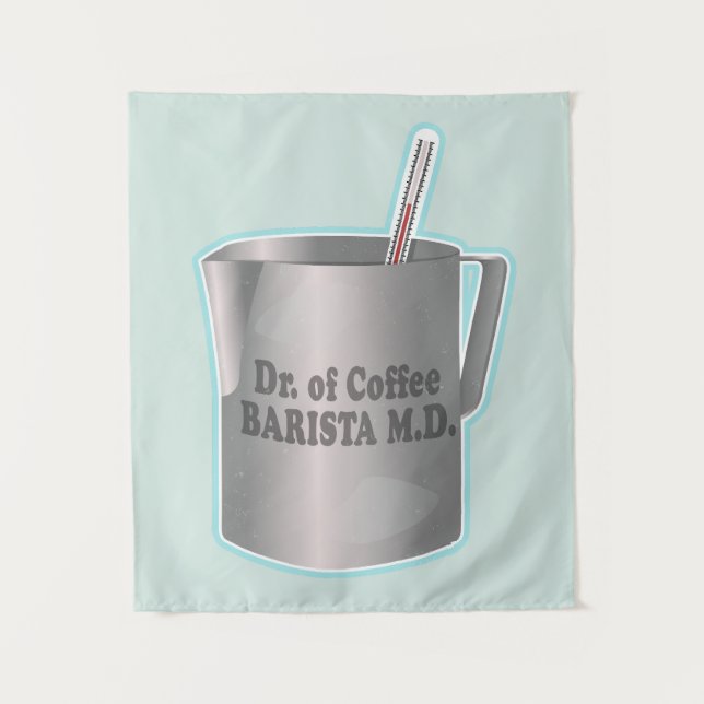 Barista Kaffee macht lustigen Arzt Wandteppich (Vorderseite)