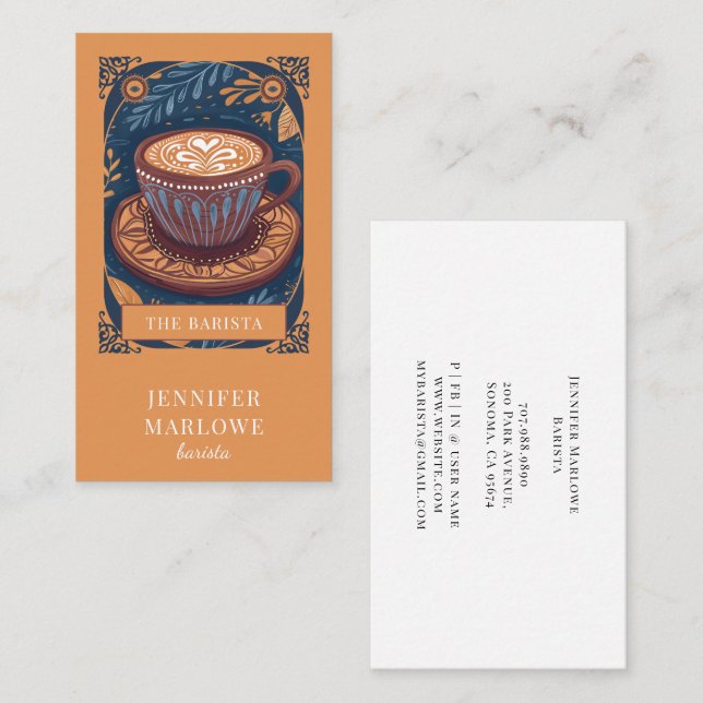 Barista Tarot Illustriert Visitenkarte (Vorne/Hinten)